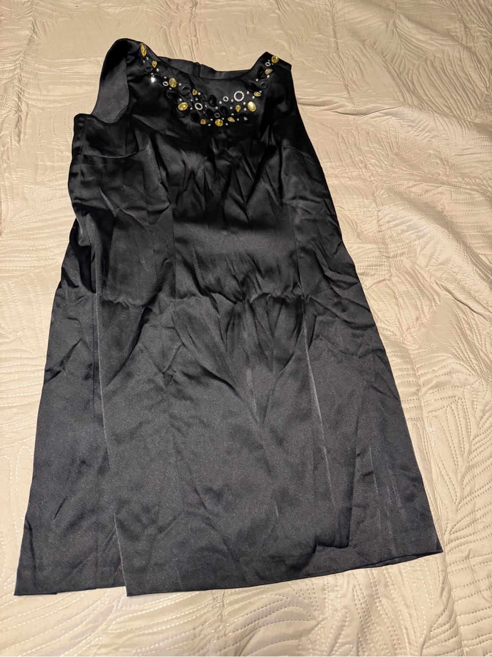 Black Sleeveless Embellished Neck Dress by AGB Sz 12P